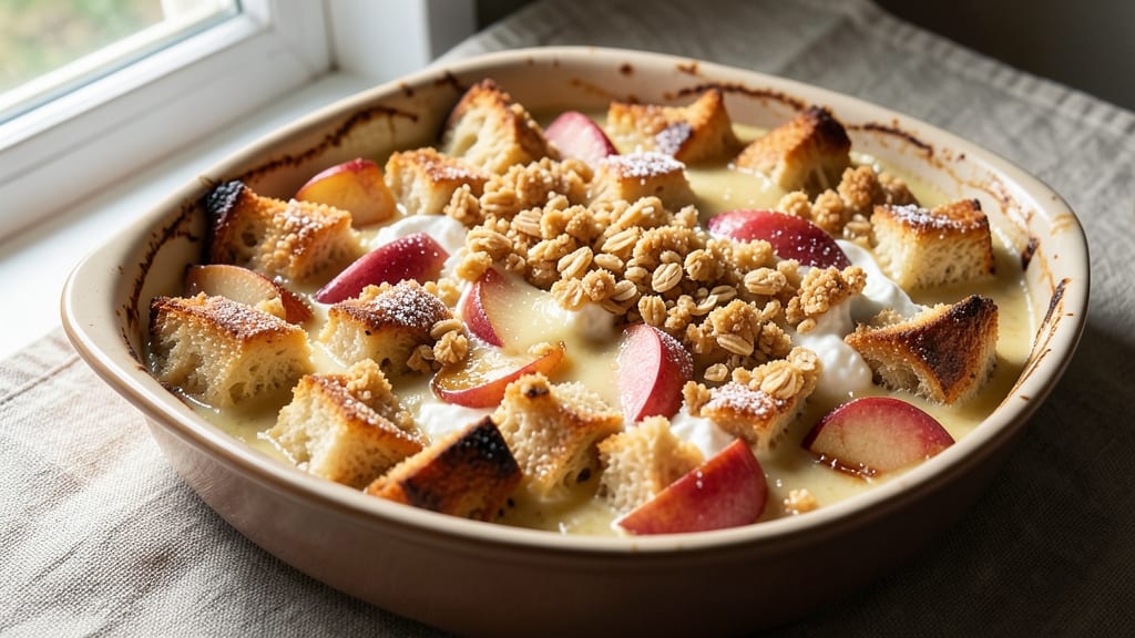 Apple Crisp Bread Pudding Recipe: Spiced Apple Streusel That Melts Into Warm Vanilla Custard