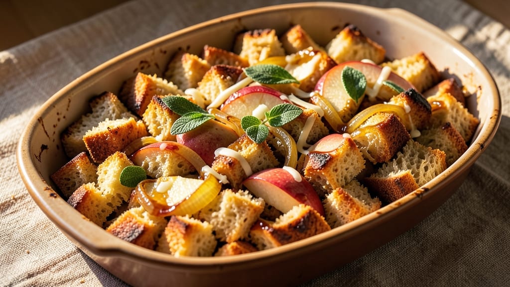 Apple Bread Stuffing Recipe: Spiced Apple Chunks and Buttery Crust Magic