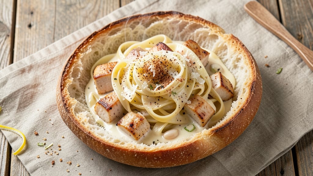 Alfredo Bread Bowl Recipe: Creamy Pasta-Stuffed Bread Bites
