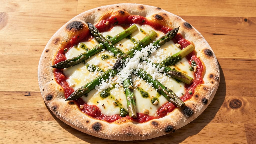 Asparagus Flatbread Pizza Recipe: Charred Greens and Crispy Cheese Fusion