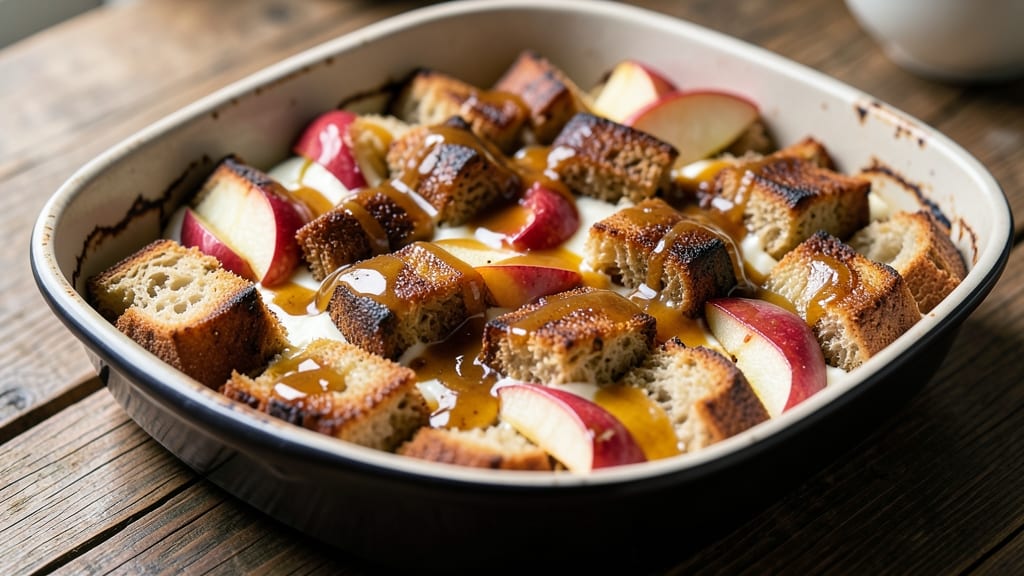 Apple and Rye Bread Pudding Recipe: Caramelized Apples and Warm Spice Infusion