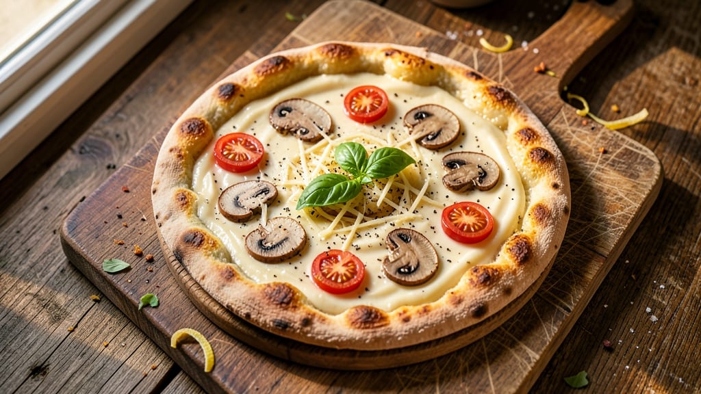 Alfredo Flatbread Pizza Recipe: Creamy Fettuccine Alfredo Drizzle on Crispy Flatbread